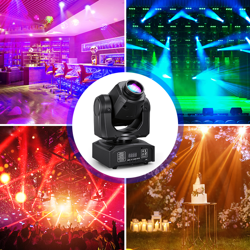 60W LED Beam Moving Head Light RGBW Color Mixing 8 Patterns DMX Effect Rotating Stage Light For DJ Show Party KTV