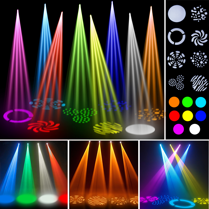 60W LED Beam Moving Head Light RGBW Color Mixing 8 Patterns DMX Effect Rotating Stage Light For DJ Show Party KTV