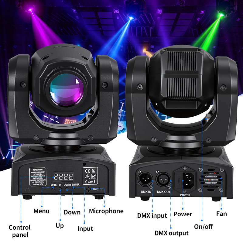60W LED Beam Moving Head Light RGBW Color Mixing 8 Patterns DMX Effect Rotating Stage Light For DJ Show Party KTV