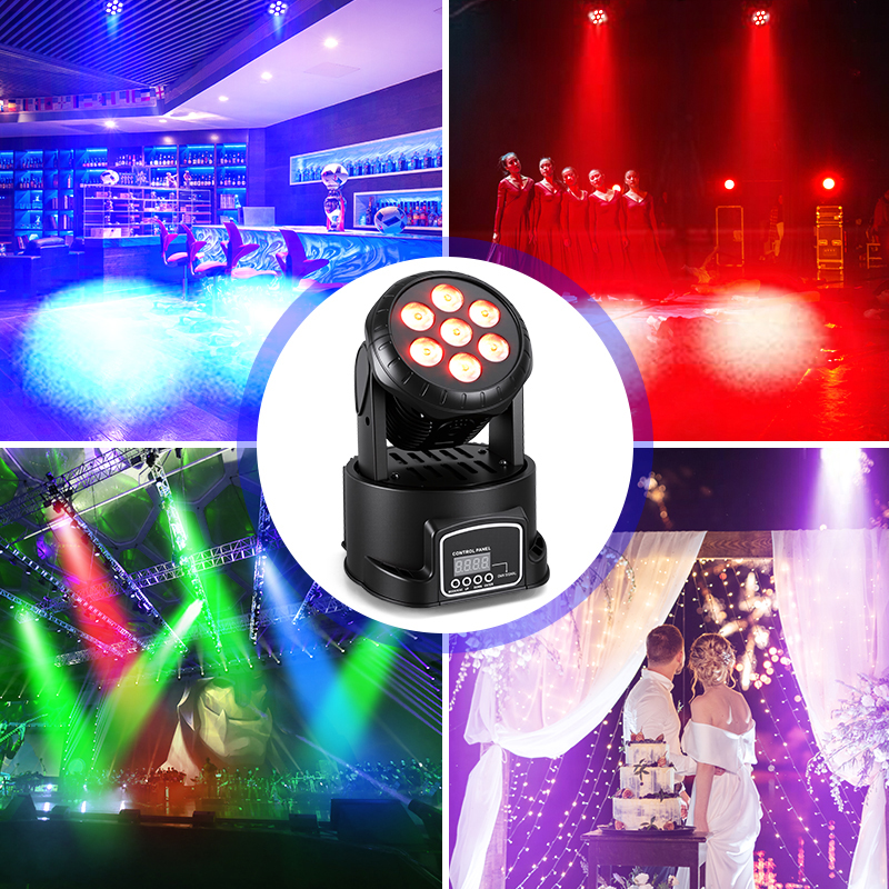 7X8W RGBW 4IN1 LEDs Moving Head Stage Lights 50W Beam Spot Light for Disco DJ Music Party Dance Club Party Lighting