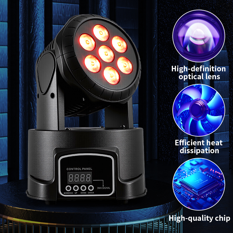 7X8W RGBW 4IN1 LEDs Moving Head Stage Lights 50W Beam Spot Light for Disco DJ Music Party Dance Club Party Lighting