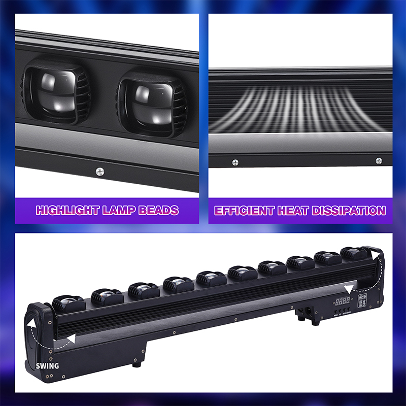 Professional DJ Disco Party Night Club Dance Floor Bar Equipment 10x15W RGBW LED Strip Beam Moving Head Light Stage Lighting