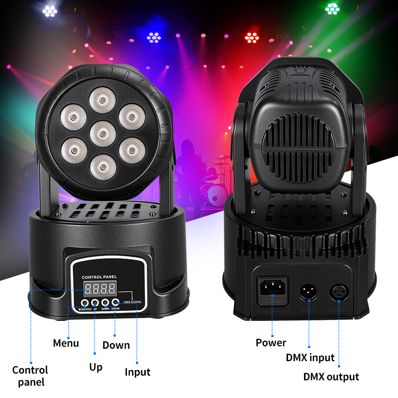 7X8W RGBW 4IN1 LEDs Moving Head Stage Lights 50W Beam Spot Light for Disco DJ Music Party Dance Club Party Lighting