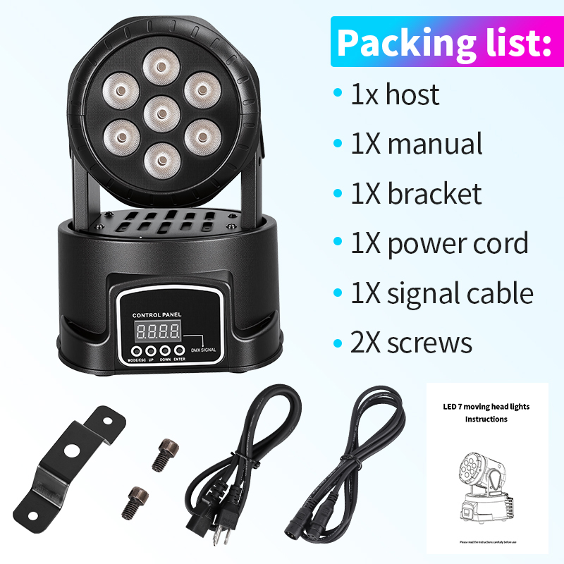 7X8W RGBW 4IN1 LEDs Moving Head Stage Lights 50W Beam Spot Light for Disco DJ Music Party Dance Club Party Lighting