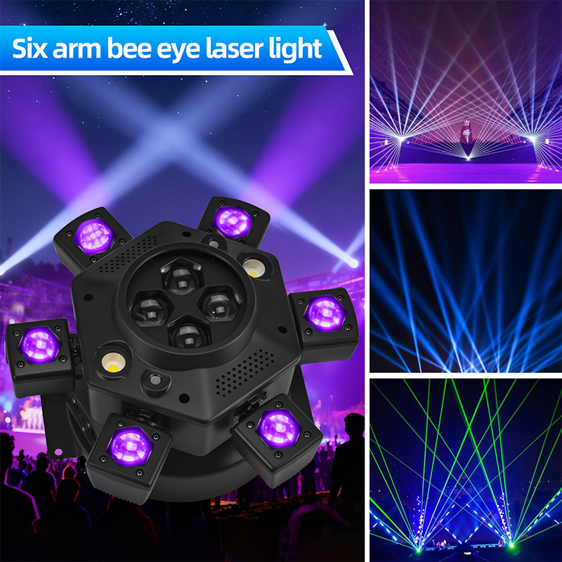 120W LED Bee Eye Moving Head Light RGBW Strobe Beam White Yellow Flash Effect Remote Control DJ Lighting for Night Laser Lights