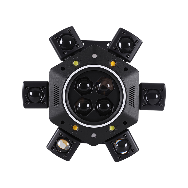 120W Remote Control Moving Head DJ Light 6-Arm LED Mobile Head DMX Full RGBW Stage Effect Lighting for Disco Party Nightclubs