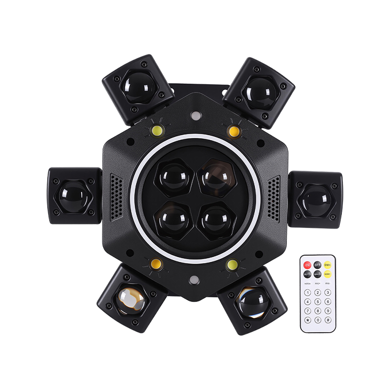 120W Remote Control Moving Head DJ Light 6-Arm LED Mobile Head DMX Full RGBW Stage Effect Lighting for Disco Party Nightclubs