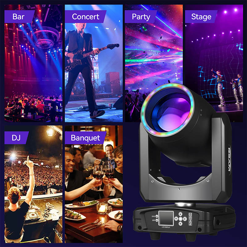 300W Beam 230 Moving Head COB LED Light RGBW Color with DMX512/FB4 Control IP54 Stage Effect for Nightclubs Parties DJ Discos
