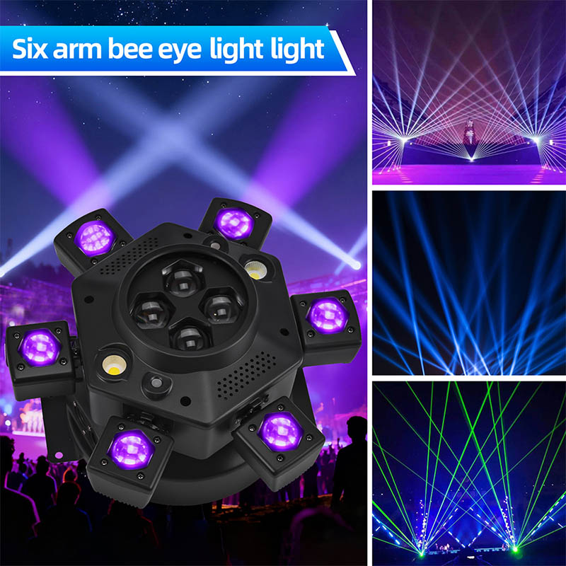 120W LED Bee Eye Moving Head Light RGBW Strobe Beam White Yellow Flash Effect Remote Control DJ Lighting for Night Laser Lights