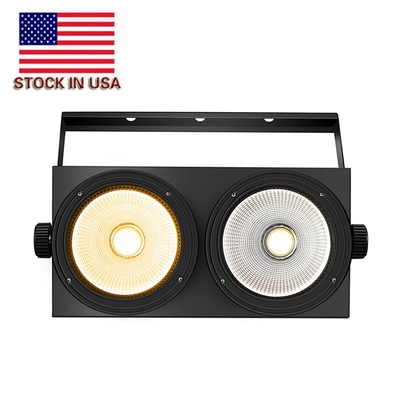200W COB LED Par Light 2x100W Blinder Stage Lighting for Cool Warm White 2in1 COB LEDs DMX DJ Party Wedding Follow Spot Lights