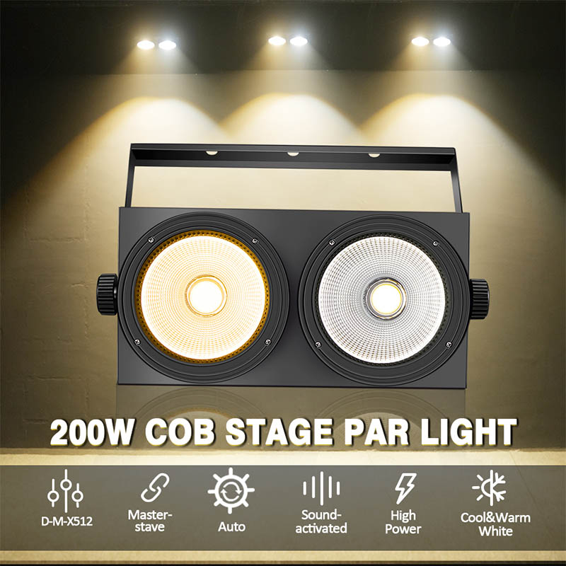 200W COB LED Par Light 2x100W Blinder Stage Lighting for Cool Warm White 2in1 COB LEDs DMX DJ Party Wedding Follow Spot Lights