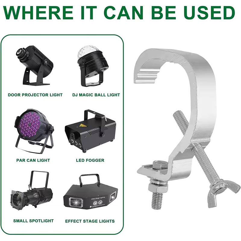 Adjustable Aluminum Stage Light Hooks-Durable & Portable Par/Beam Light Hooks Single Clasp Indoor/Outdoor Use 1-Year Warranty