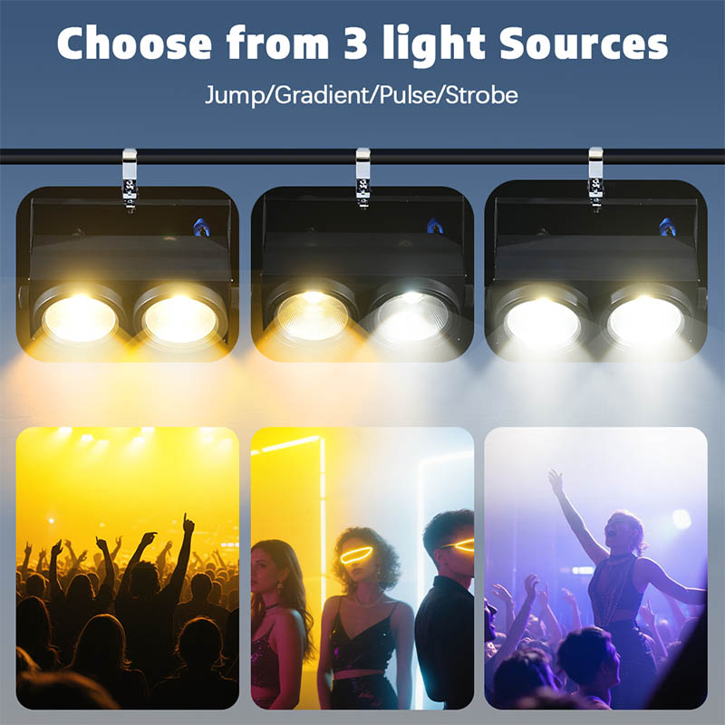 200W COB LED Par Light 2x100W Blinder Stage Lighting for Cool Warm White 2in1 COB LEDs DMX DJ Party Wedding Follow Spot Lights