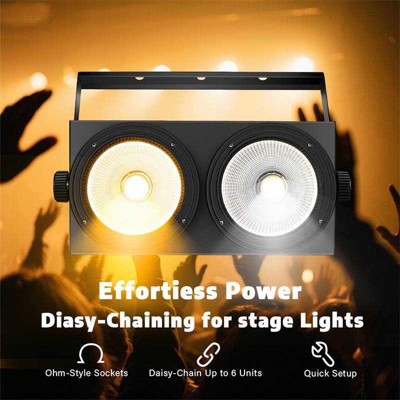 200W COB LED Par Light 2x100W Blinder Stage Lighting for Cool Warm White 2in1 COB LEDs DMX DJ Party Wedding Follow Spot Lights