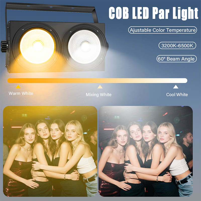 200W COB LED Par Light 2x100W Blinder Stage Lighting for Cool Warm White 2in1 COB LEDs DMX DJ Party Wedding Follow Spot Lights
