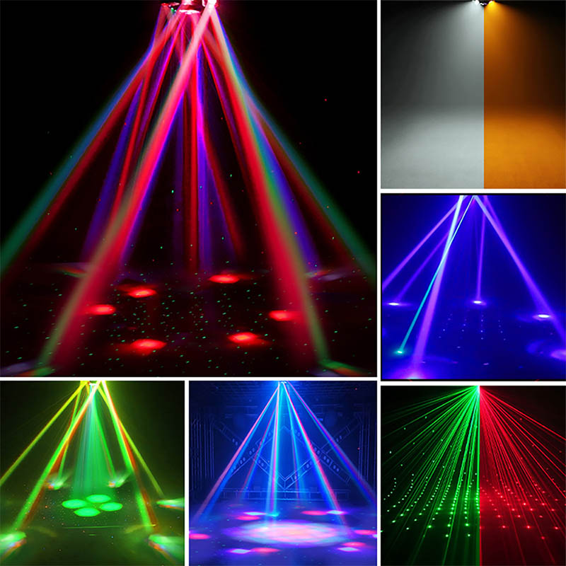 120W LED Bee Eye Moving Head Light RGBW Strobe Beam White Yellow Flash Effect Remote Control DJ Lighting for Night Laser Lights