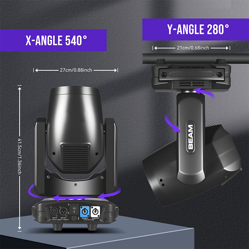 MINGJIE 300W Moving Head Stage Lights, 48-Facet Prism Stage Lighting with 15 Gobos & 15 Colors, DMX512 Sound Activated LED Beam Spot for Wedding, Bar, Party, KTV, Stage Show