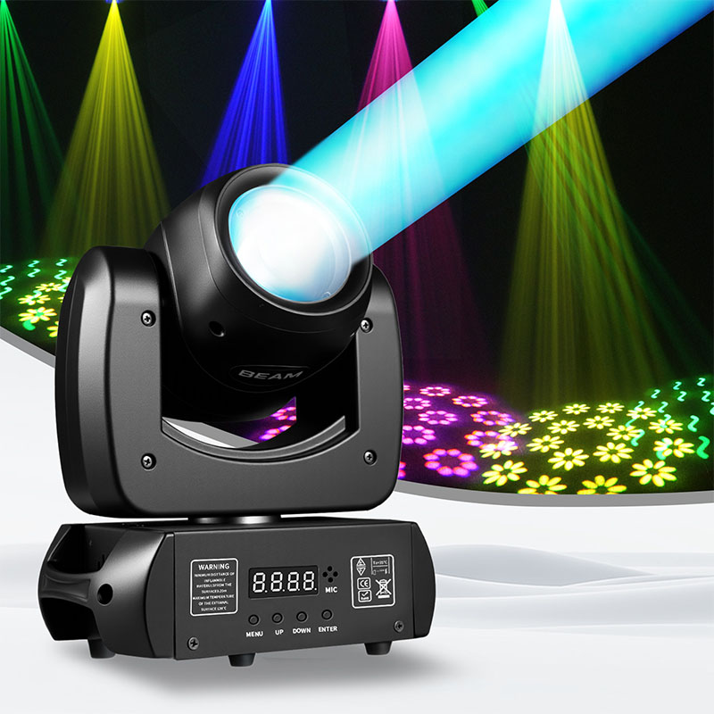 MINGJIE 120W Moving Head DJ Lights, 18-Facet Prism Stage Lighting with 8 Gobos & 8 Colors, DMX512 Sound Activated LED Beam Spot for Wedding, Bar, Party, KTV, Stage Show
