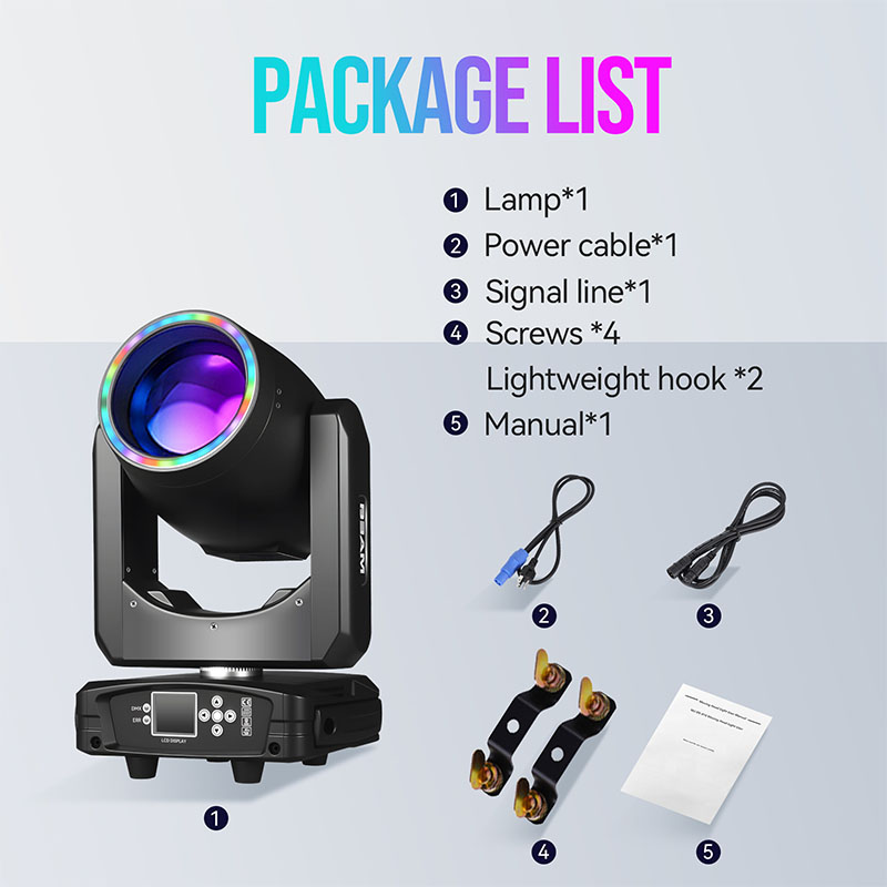 MINGJIE 300W Moving Head Stage Lights, 48-Facet Prism Stage Lighting with 15 Gobos & 15 Colors, DMX512 Sound Activated LED Beam Spot for Wedding, Bar, Party, KTV, Stage Show