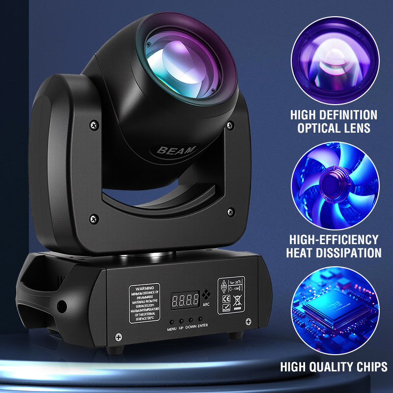 MINGJIE 120W Moving Head DJ Lights, 18-Facet Prism Stage Lighting with 8 Gobos & 8 Colors, DMX512 Sound Activated LED Beam Spot for Wedding, Bar, Party, KTV, Stage Show